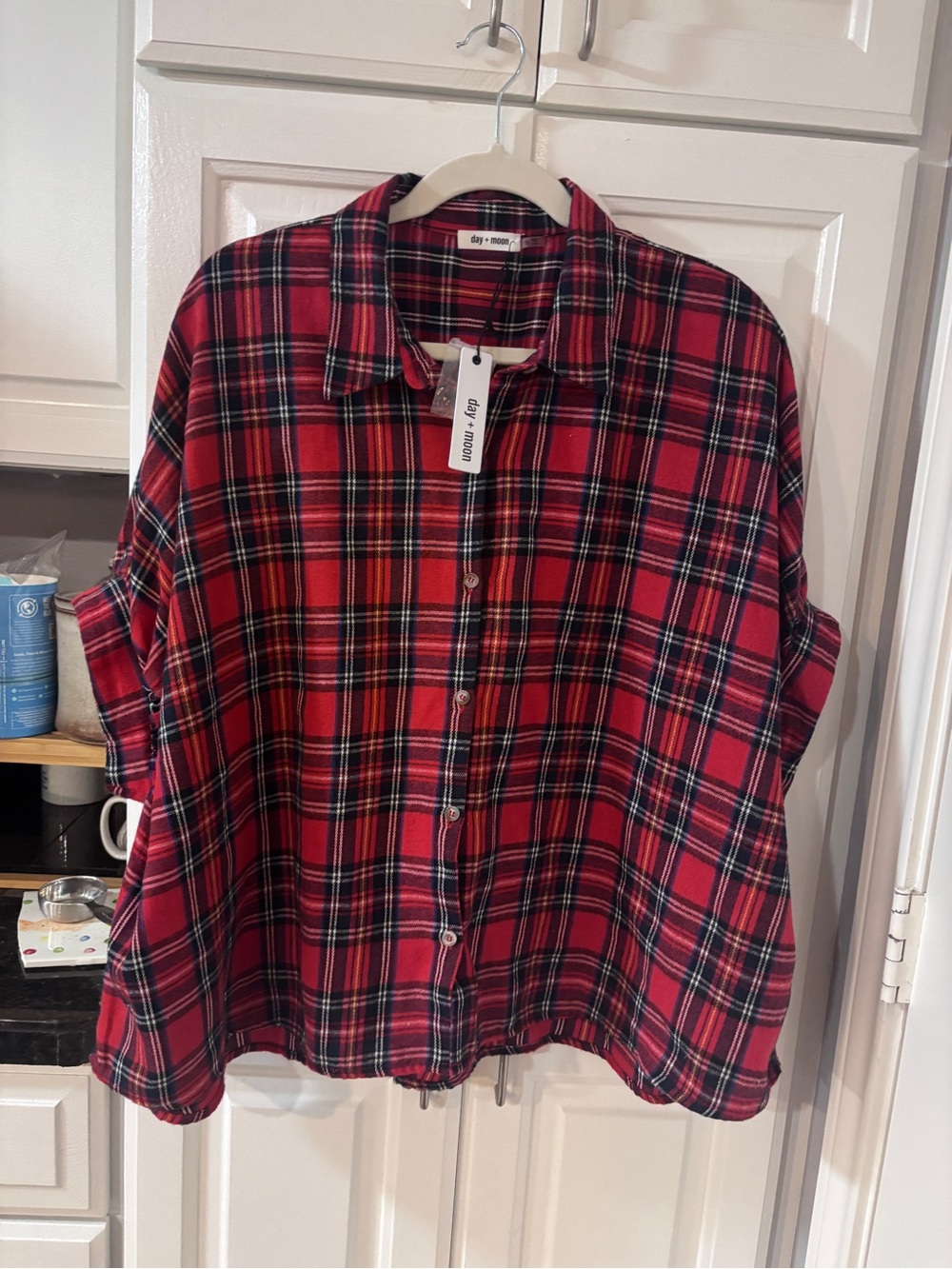 day + mood Red Plaid Button-Up Blouse